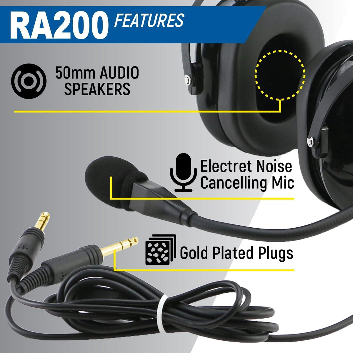 Rugged. Air RA200 Aviation Headset for Student Pilots & Flight Schools