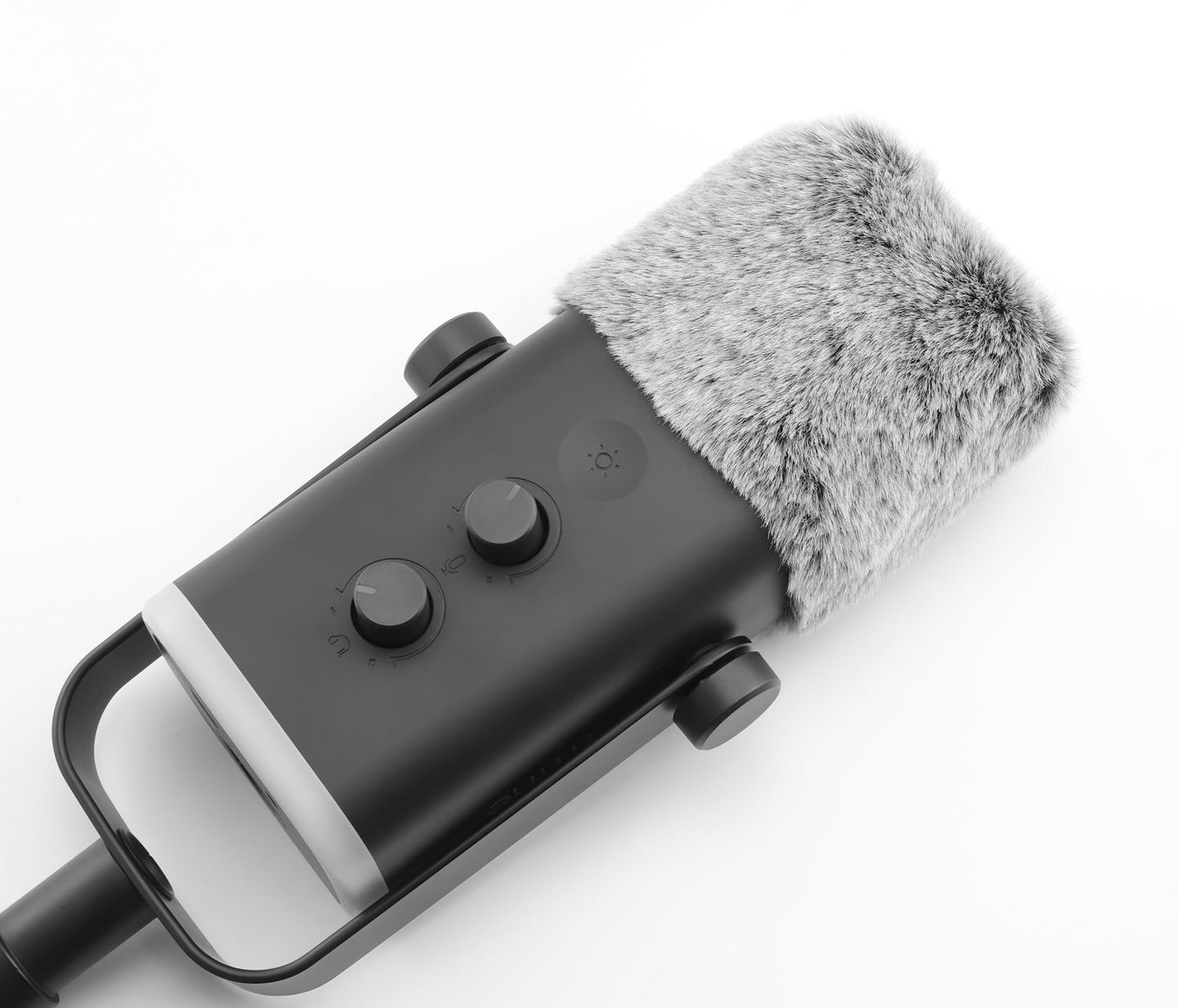LEFXMOPHY Windscreen for FIFINE AM8 Microphone, Grey Furry Wind Muff Pop Filter