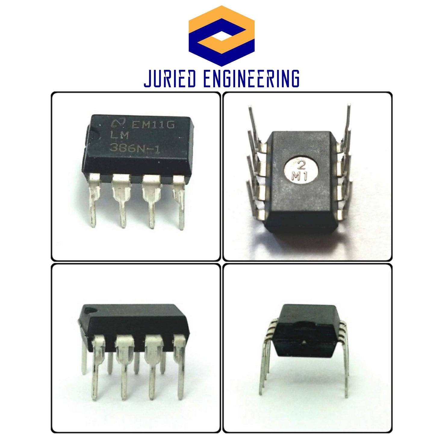 Juried Engineering LM386N-1 LM386 Wide Input Voltage Low Power Audio Amplifier with Internal Gain DIP-8 Breadboard-Friendly (Pack of 3)