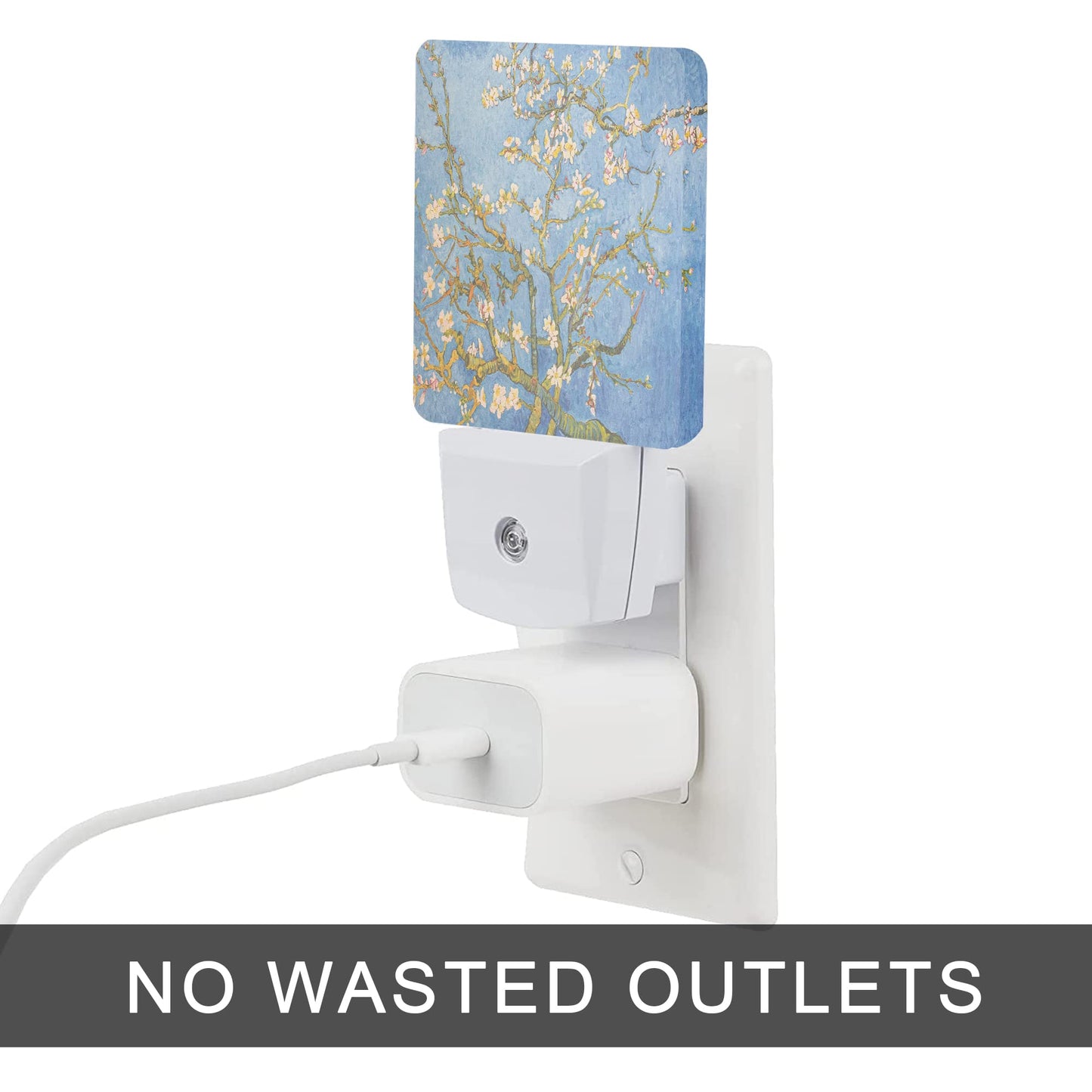 Oeaskly Blossoming Almond Tree Night Light,Night Lights Plug into Wall for Boys Girls, Led Lamp for Stairway/Hallway/Bedroom 0.5W Nightlight Sleep