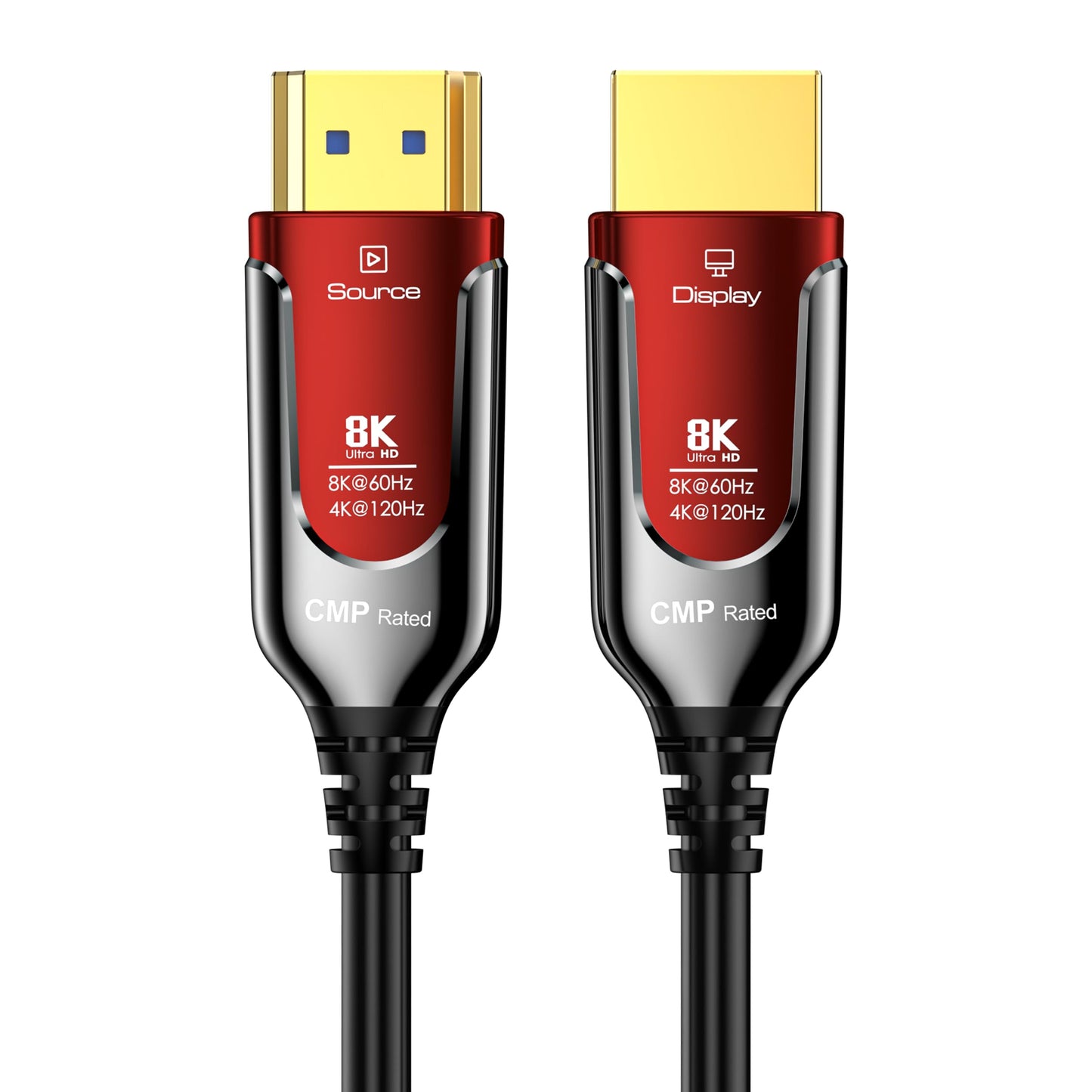 DGHUMEN 50Ft Plenum Rated HDMI Cable(CMP), 8K 48Gbps Fiber Optic Ultra High Speed Long HDMI 2.1 Cord, in Wall Plenum-Rated Cable for Pipes, Male