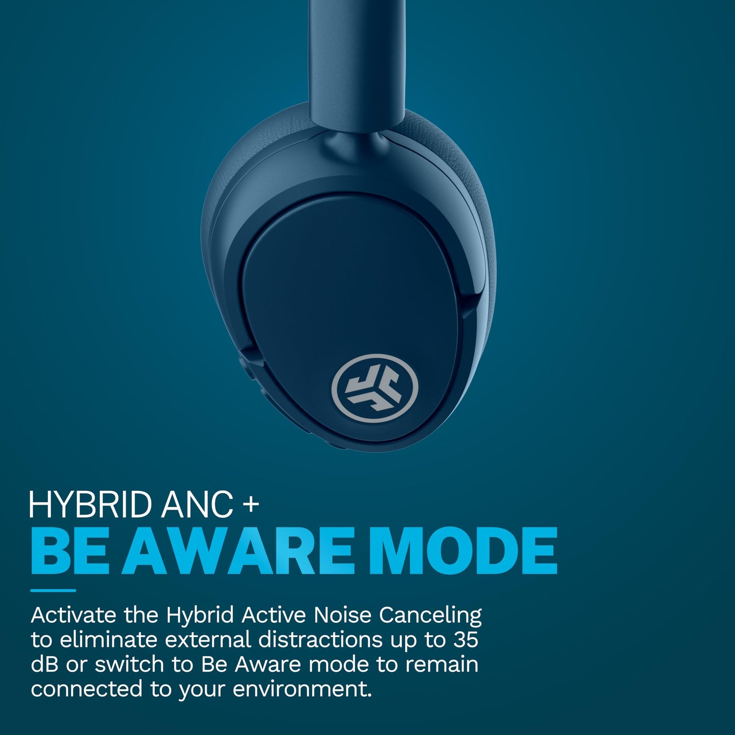 JLab JBuds Lux ANC, Over Ear Headphones, Active Noise Cancelling, Bluetooth, Limited Edition Navy