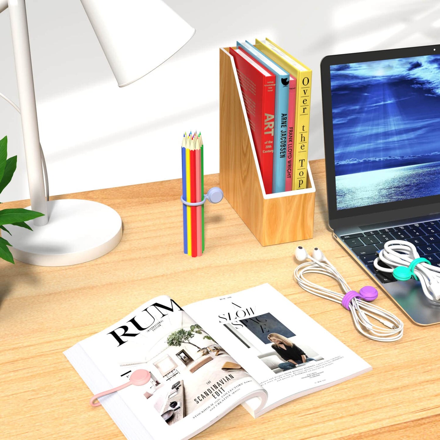 Magnetic Cable Ties 10 PCS Reusable Cable Organizers Earbuds Cords USB Cable Manager Keeper Wrap Ties Straps Bookmark Clips Whiteboard Noticeboard