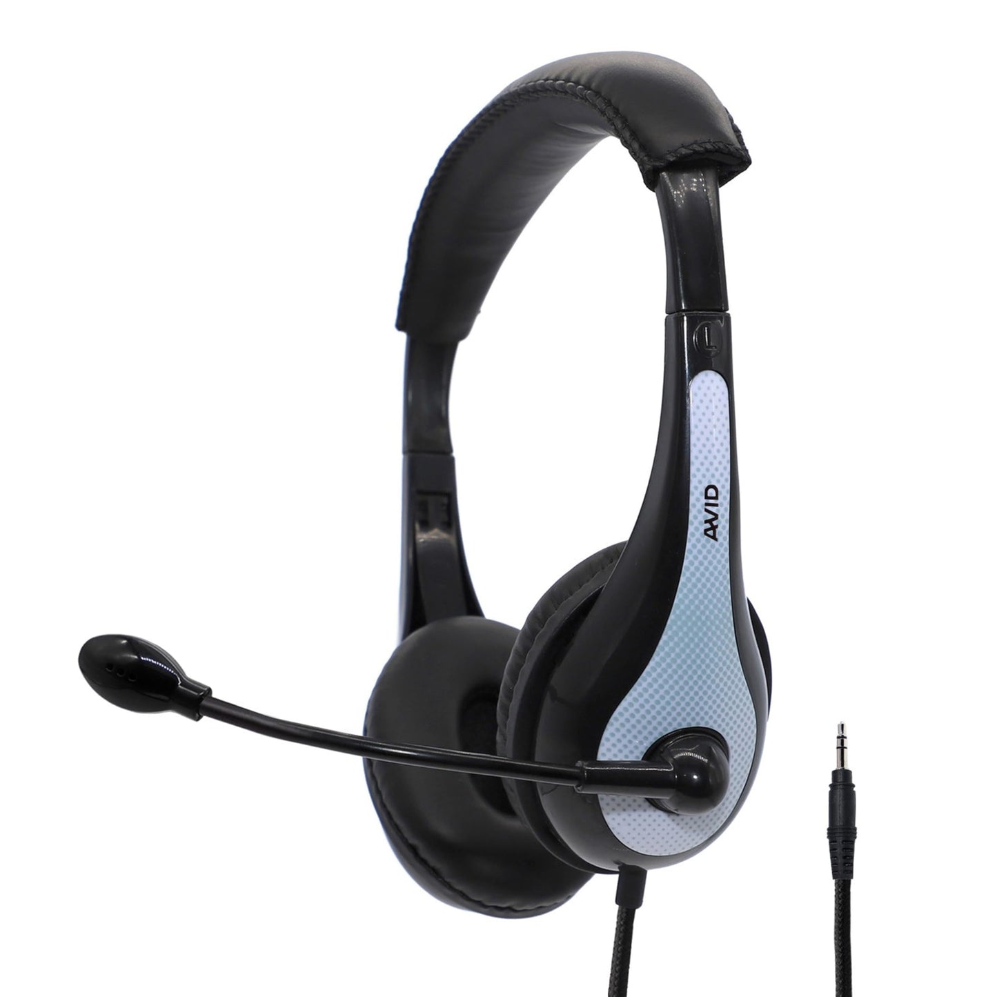 Avid AE-36 Headset in White with Adjustable Boom Microphone for School, Classroom, Education, Testing and Assessment