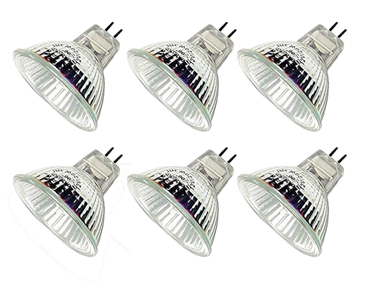 CTKcom MR16 12v 20w Halogen Light Bulbs(6 Pack) - 12 Volt Bi Pin Base,High Lumens, Precision Halogen Reflector Fiber Optic Light Bulb, Glass Cover,6