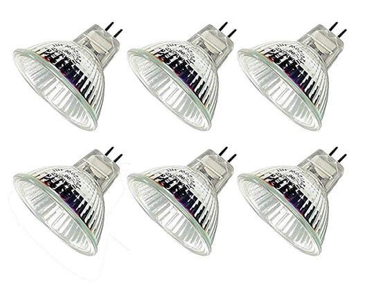 CTKcom MR16 12v 20w Halogen Light Bulbs(6 Pack) - 12 Volt Bi Pin Base,High Lumens, Precision Halogen Reflector Fiber Optic Light Bulb, Glass Cover,6