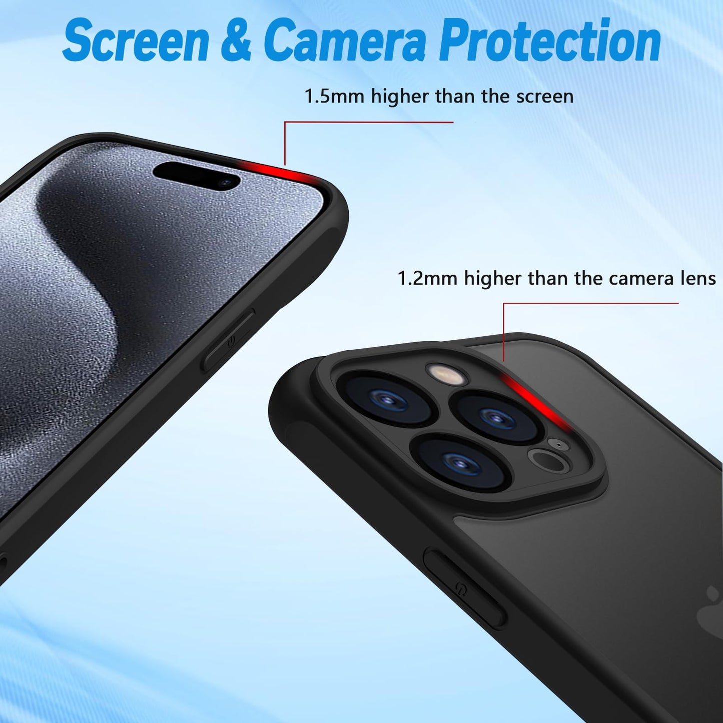 PinLiSheng Matte Case for iPhone 15 Pro Case,Shockproof Protective Hard Back Slim Phone Case,Frosted Translucent Back Phone Cover, Anti-Fingerprint