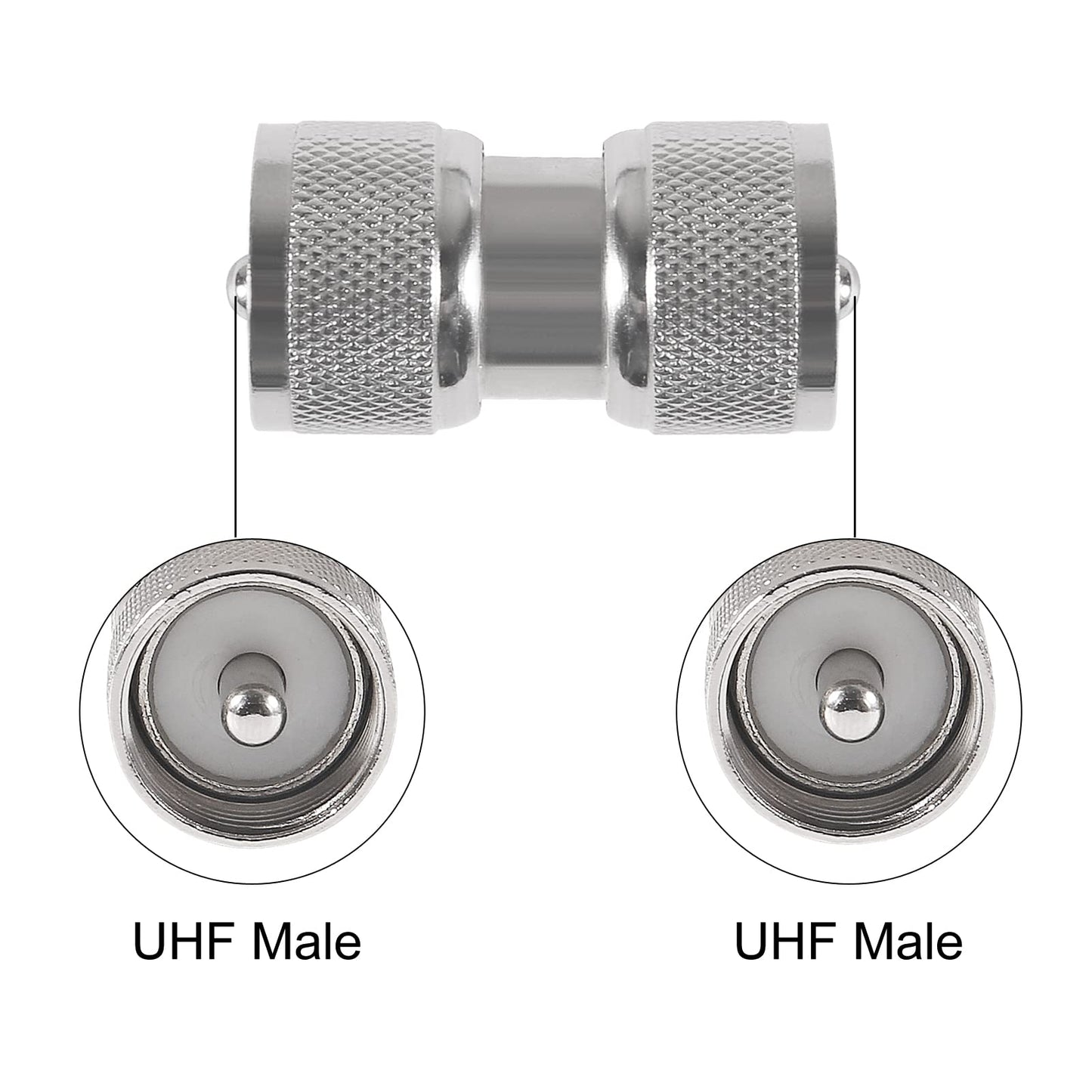 AEDIKO 4pcs UHF Male Connector UHF PL259 Male to Male Adapter Low Loss UHF Male PL259 SO239 Connector