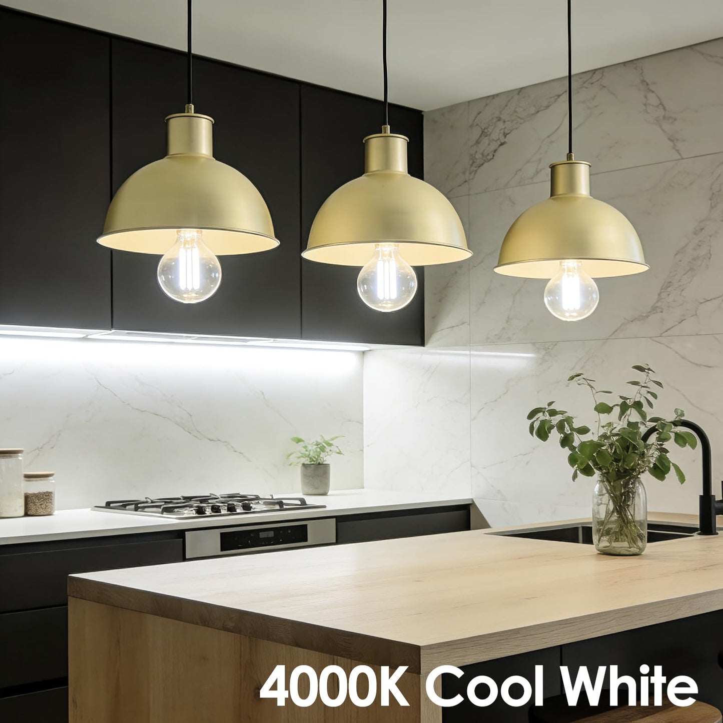 Energetic Dimmable LED Filament Light Bulbs, 6.5W, 60 Watt Equivalent, Cool White 4000K, Classic Clear Glass, A19 LED Light Bulb, 12 Pack