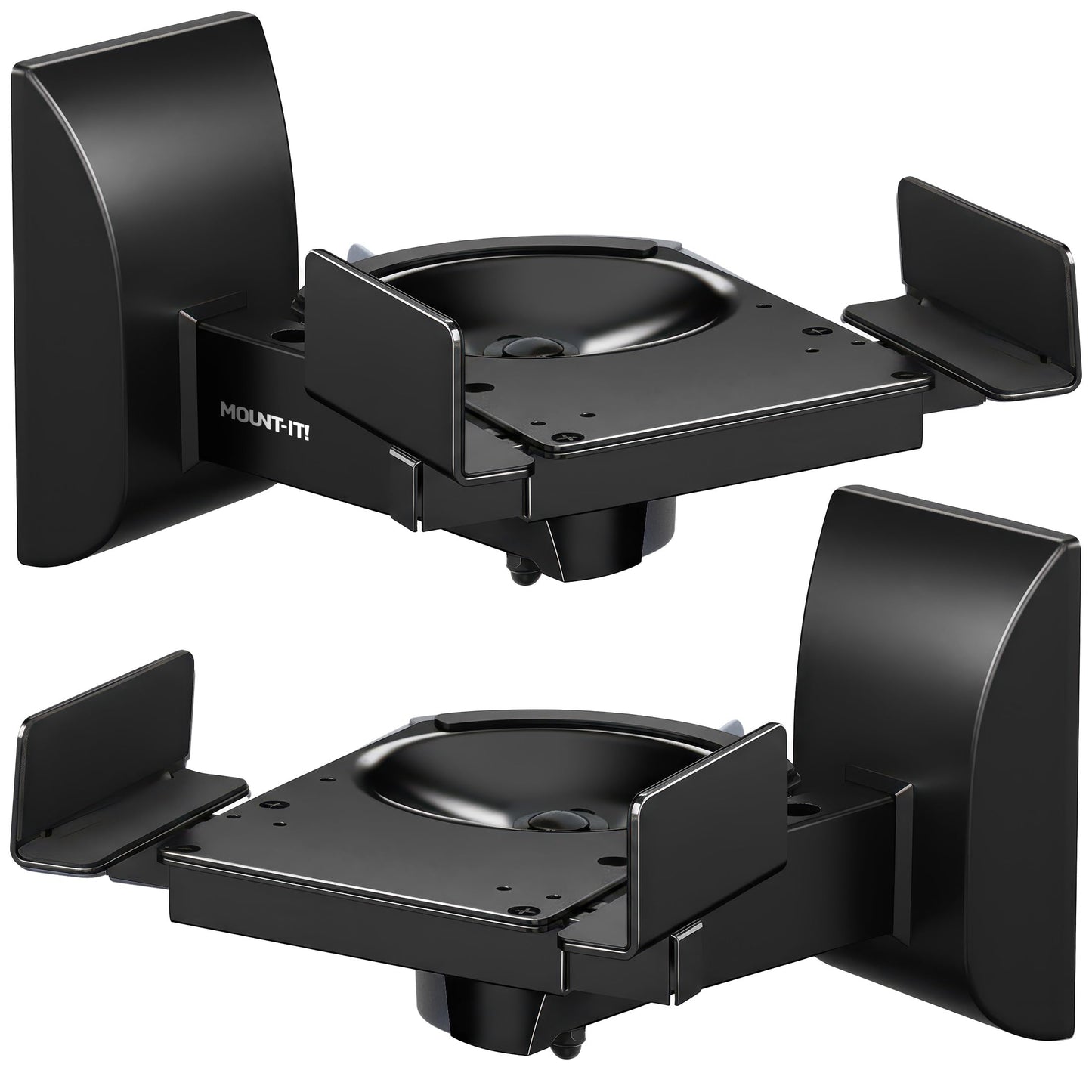 Mount-It! Bookshelf Speaker Wall Mount, Pair of Universal Side Clamping Speaker Shelf Wall Mounting Brackets for Large or Small Speakers, 2 Full