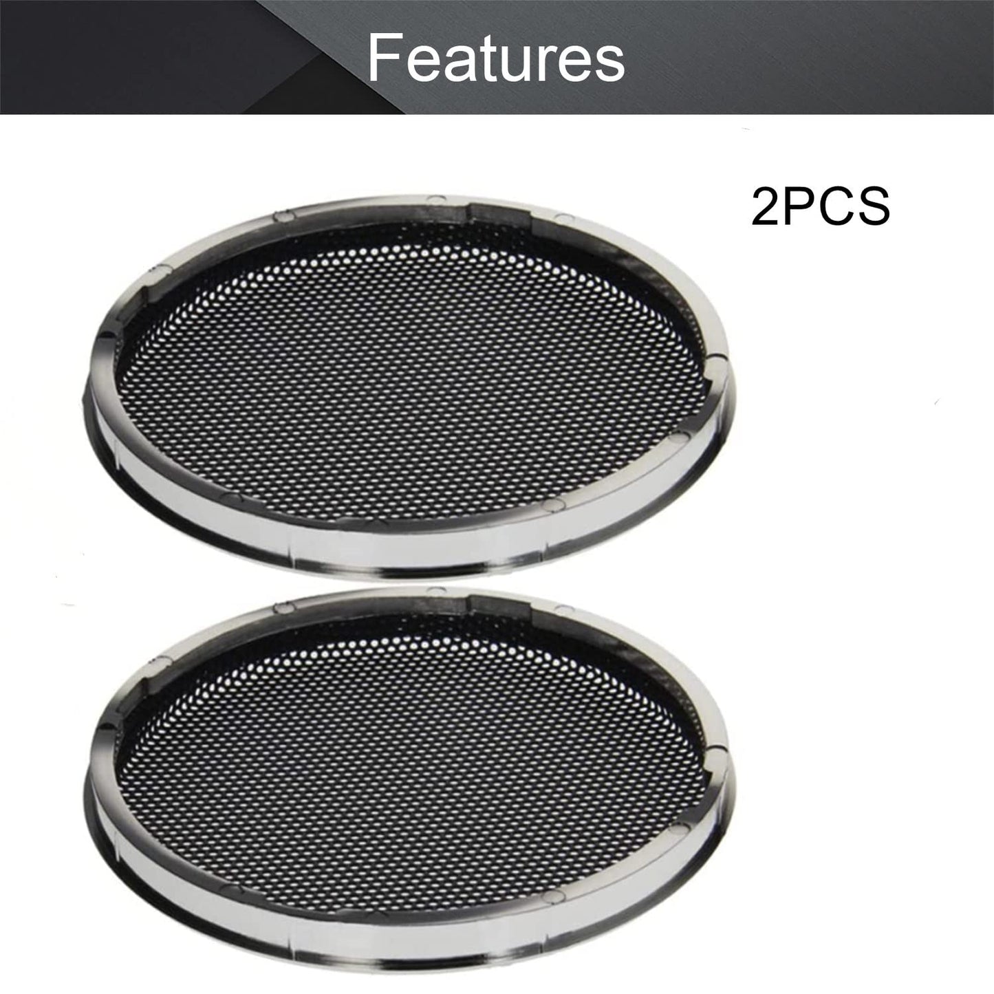 Fielect 2 Pcs 3.5inch /90mm Speaker Grill Mesh Decorative Circle Woofer Guard Protector Cover Audio Accessories Black Grill Silver Trim