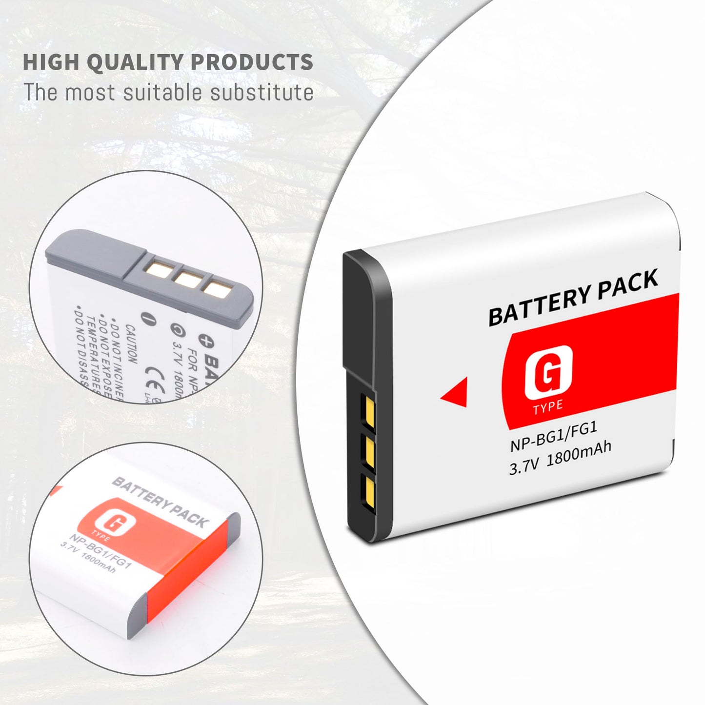 NP-BG1 NP-FG1 BG1 Battery 2-Pack with LCD Slim USB Charger Compatible for Sony Cyber-Shot DSC W130 W210 W220 W230 W275 W290 W300 H10 H50 H70 W290 HX7