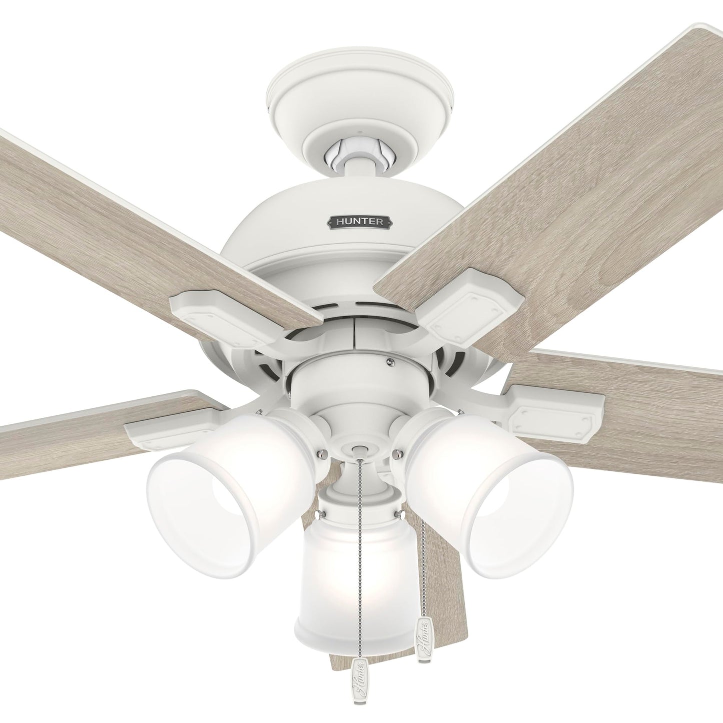 Hunter Fan 44 inch White Indoor Ceiling Fan with Lights and Pull Chain for Bedroom, Living Room/Family Room, Dining Room, Kitchen, Office (Renewed)