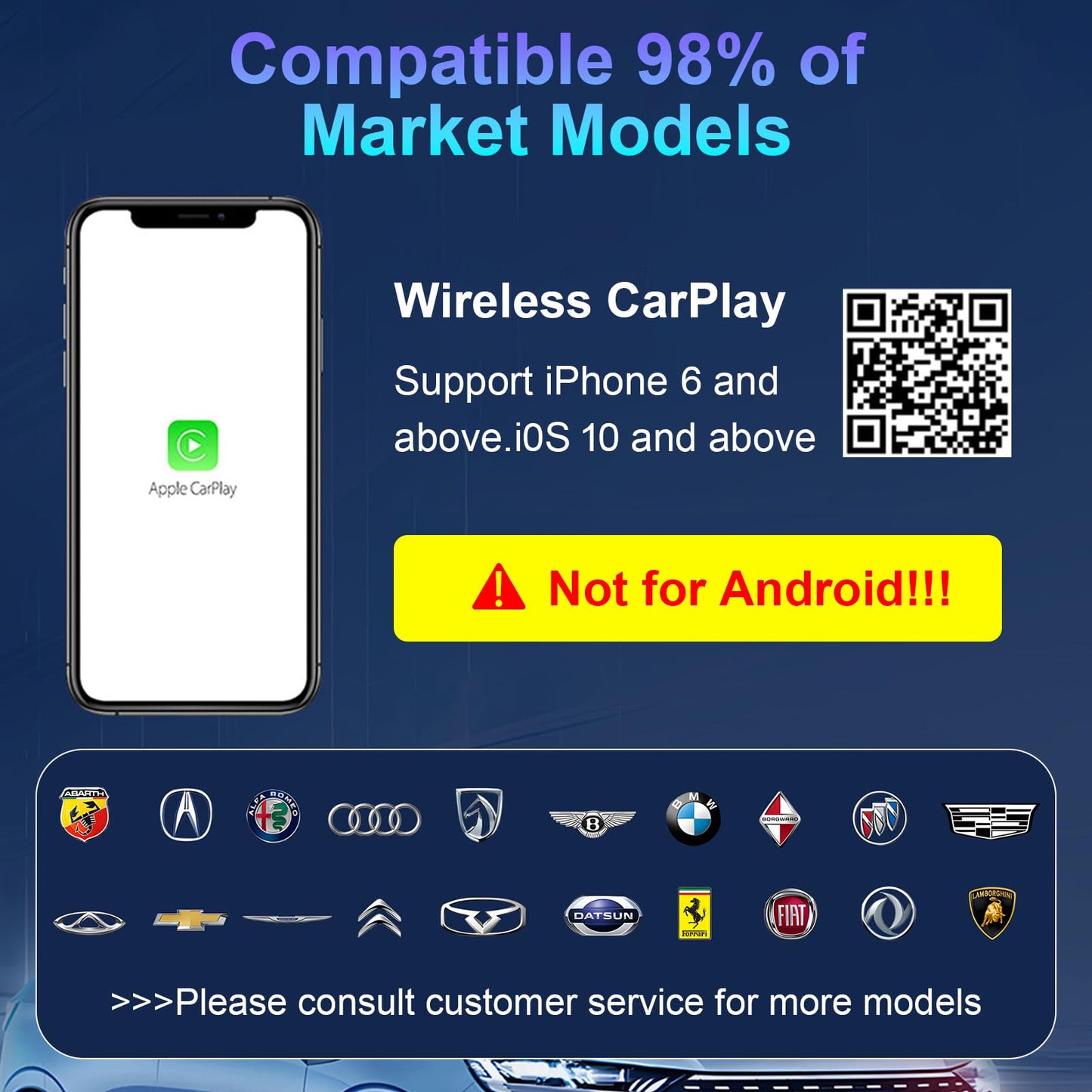 Aceotle Wireless CarPlay Adapter for iPhone, HD Navigation Vehicle-Level Chip Stable Connect, Bluetooth CarPlay Plug & Play Convert Wired to Wireless