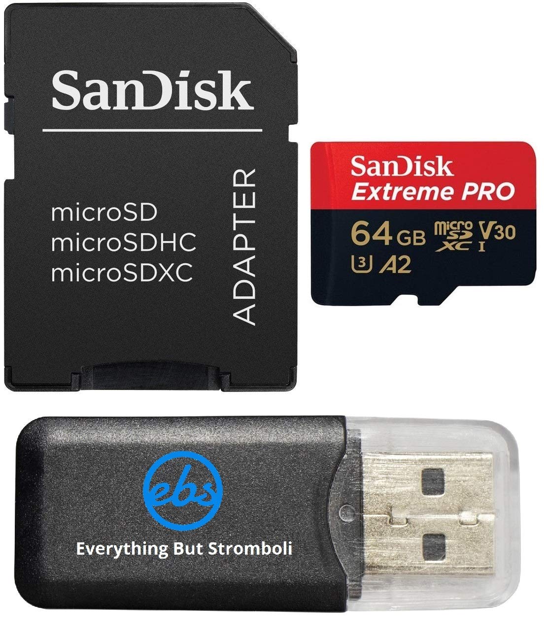 SanDisk 64GB Extreme Pro MicroSD Card Compatible with Insta 360 X5, X4 and Ace Pro 2 Cameras Up to 200 MB/s Read Speed (SDSQXCU-064G-GN6MA) Bundle