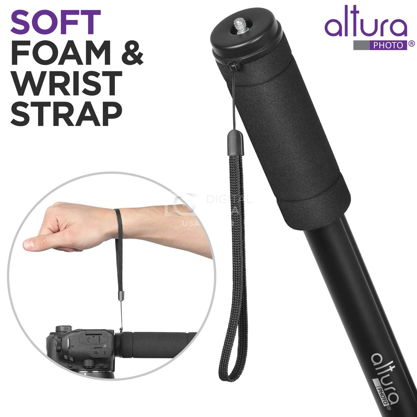 Altura Photo 62-Inch Camera Monopod - Heavy Duty Stand for Canon, Nikon, & Sony Mirrorless & DSLR Cameras - Steady Photography, Lightweight & Portable