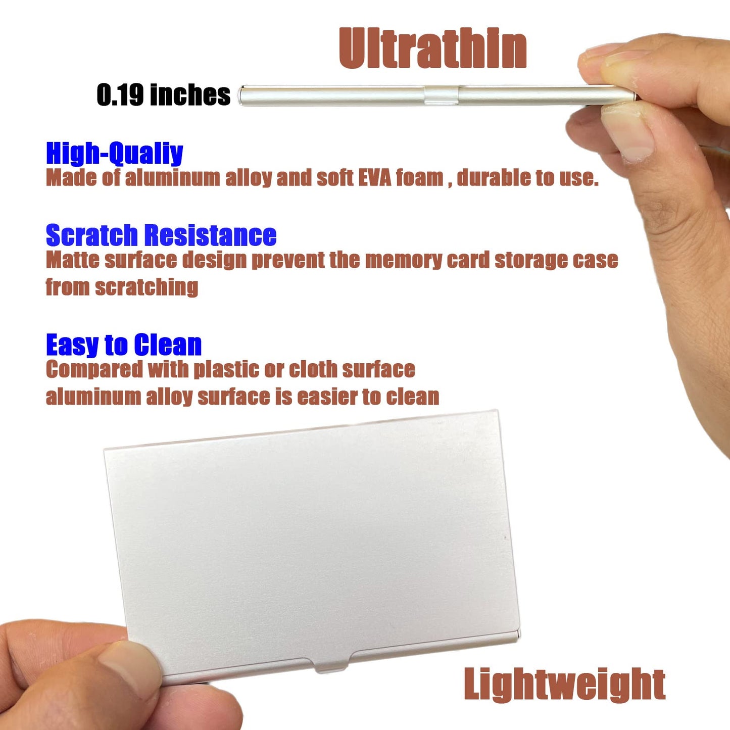 Aluminum Waterproof Memory Card Case - Ultrathin Mini Rustproof Protector for Micro SD/Micro SDXC/TF Cards (Silver Color)