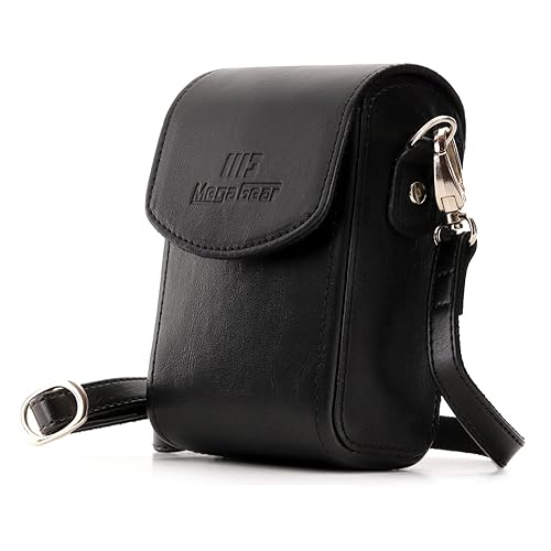 MegaGear Leather Camera Case Compatible with Nikon Coolpix A900, Ever Ready with Strap - Black