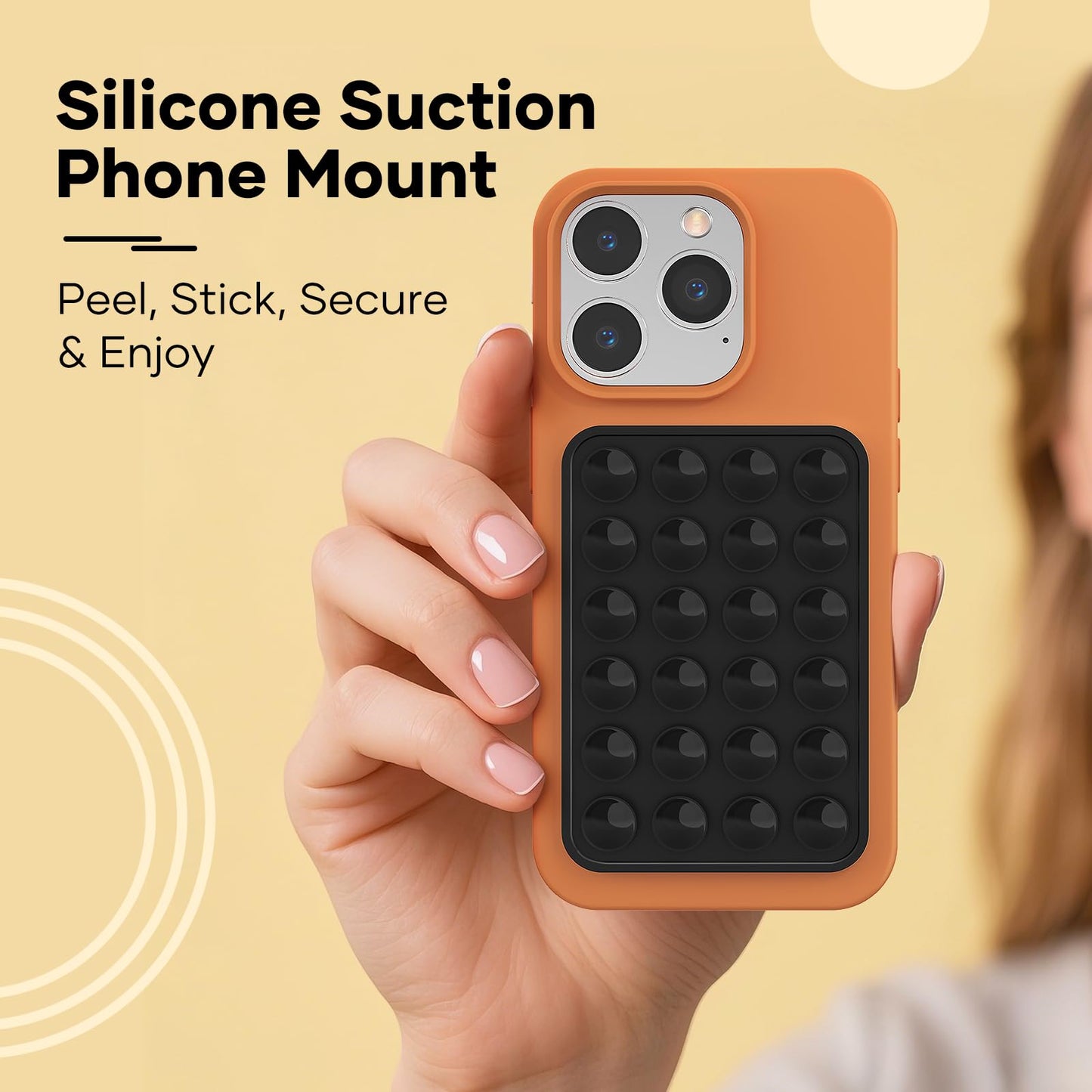 Silicone Phone Sticky Grip, Suction Phone Case Mount for iPhone and Android, Hands-Free Sticky Cell Phone Grip, Mobile Fidget Mirror Holder