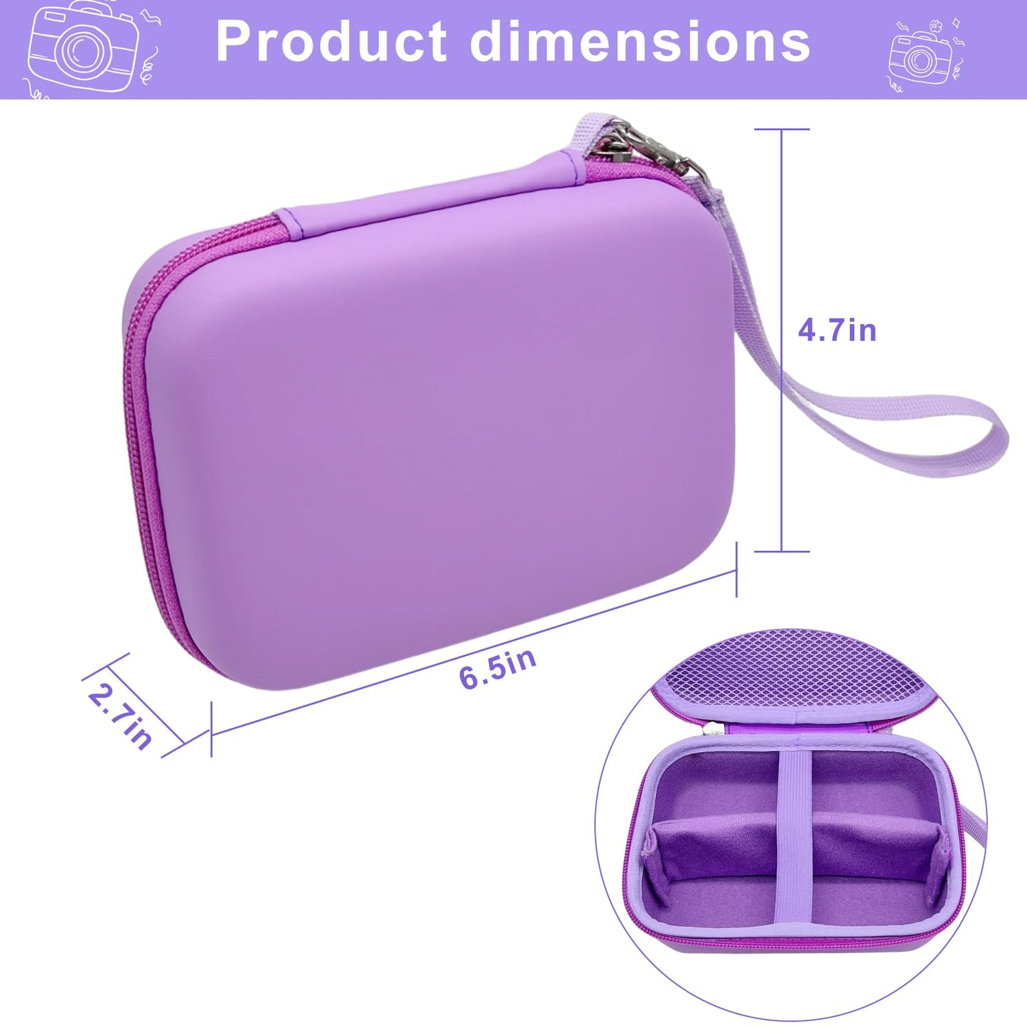 Makolle Kids Camera Case Compatible with Goopow/ESOXOFFORE Seckton/Dylanto/CIMELR Children Digital Video Camera Toys Holder for SD Card?Prints