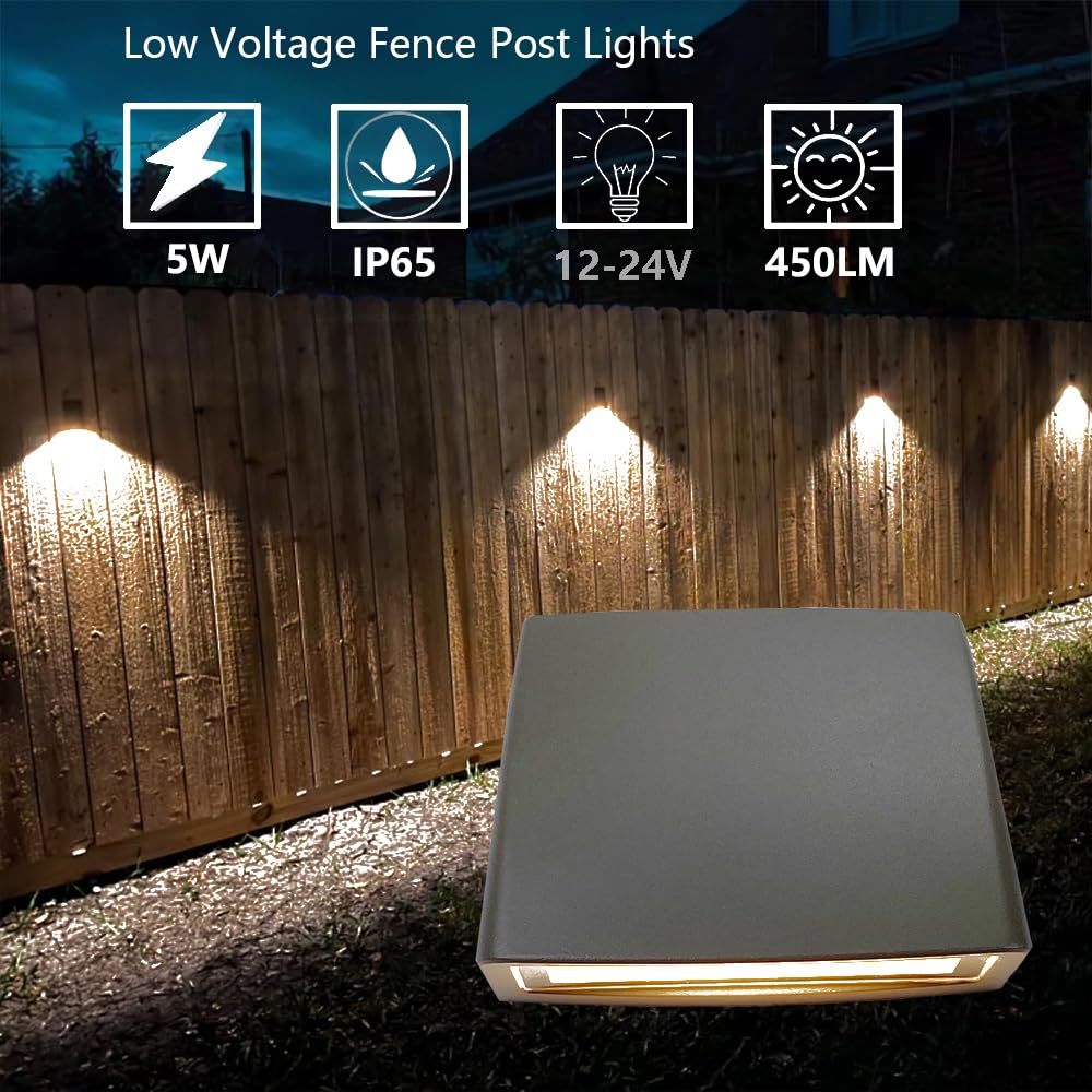 Leelands Low Voltage Landscape Lighting Deck LED Lights,Outdoor Stair Light Railing Fence Post Lights Cast Aluminum 5W 12-24V Weatherproof Bronze