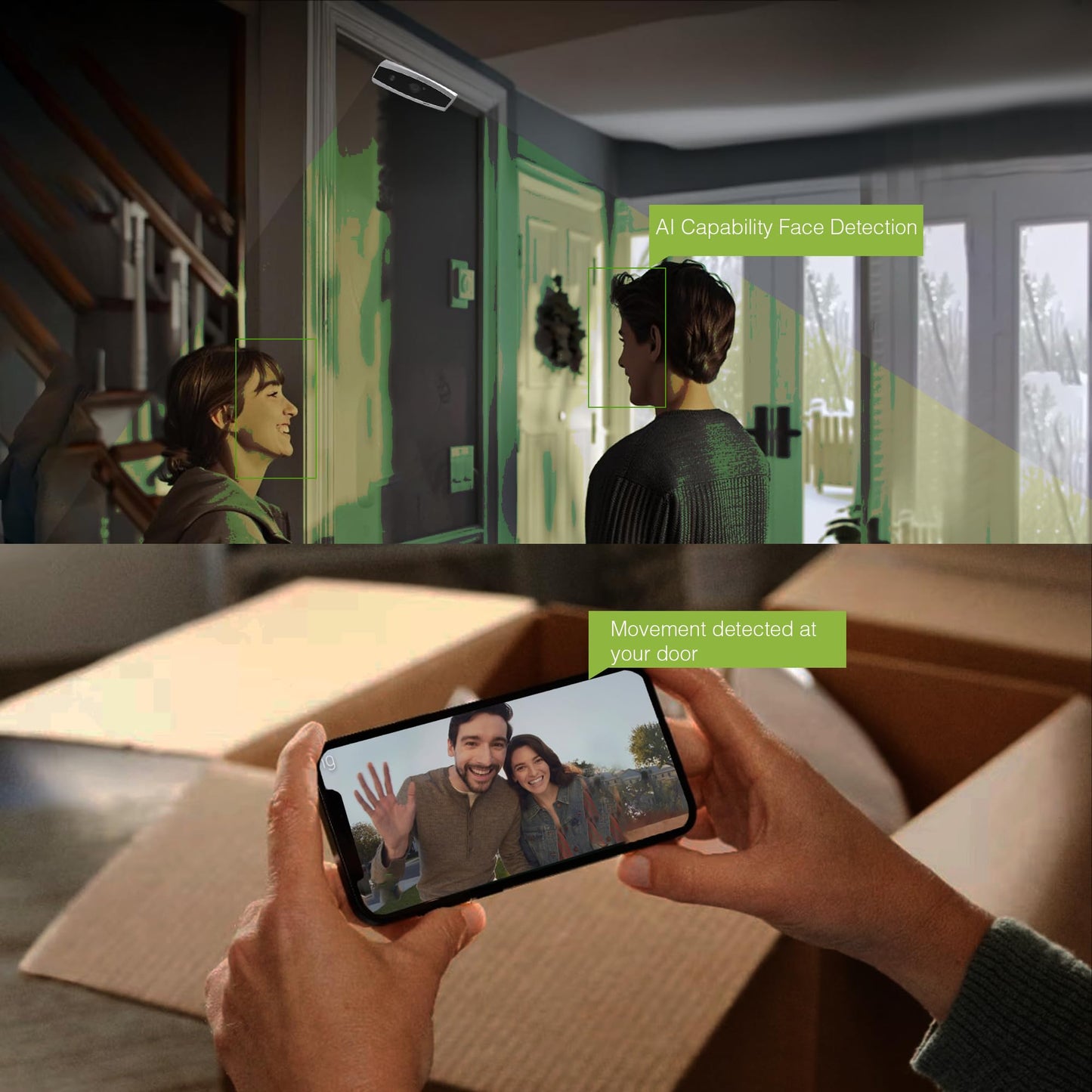 Remo+ DoorCam 3 Over-The-Door Wireless Security Camera, 12-Hour Rolling Video Storage with No Subscription, 1080p Video, Night Vision, 2-Way Talk, AI