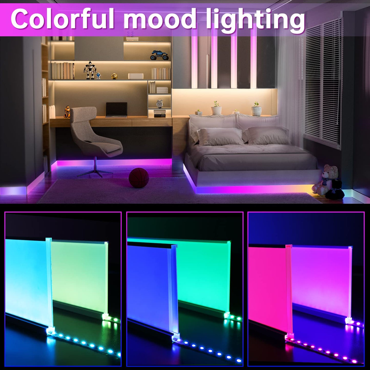 Muzata 2Pack 4FT/1.2M Spotless Aluminum LED Baseboard Lighting Frosted LED Strip Light Diffuser Neon Skirting Board Indoor Mood Lighting Baseboard