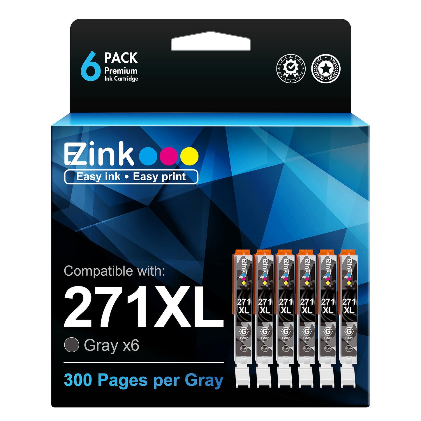 E-Z Ink (TM Compatible Ink Cartridge Replacement for CLI-271XL CLI 271 XL to use with PIXMA TS8020 TS9020 MG7720 Printer (Gray, 6 Pack)