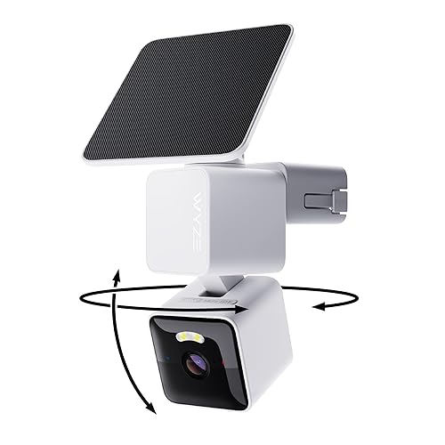 WYZE Solar Cam Pan (Flagship Model), Security Cameras Wireless Outdoor, 2K 360° Pan-Tilt Battery Powered 2.4GHz Wi-Fi Cameras for Home Security, AI