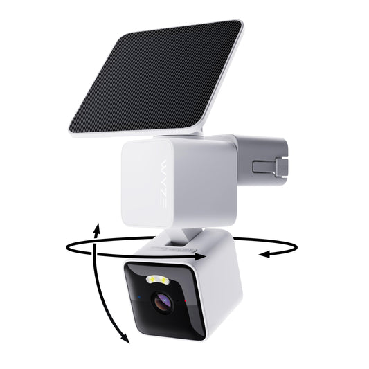 WYZE Solar Cam Pan (Flagship Model), Security Cameras Wireless Outdoor, 2K 360° Pan-Tilt Battery Powered 2.4GHz Wi-Fi Cameras for Home Security, AI