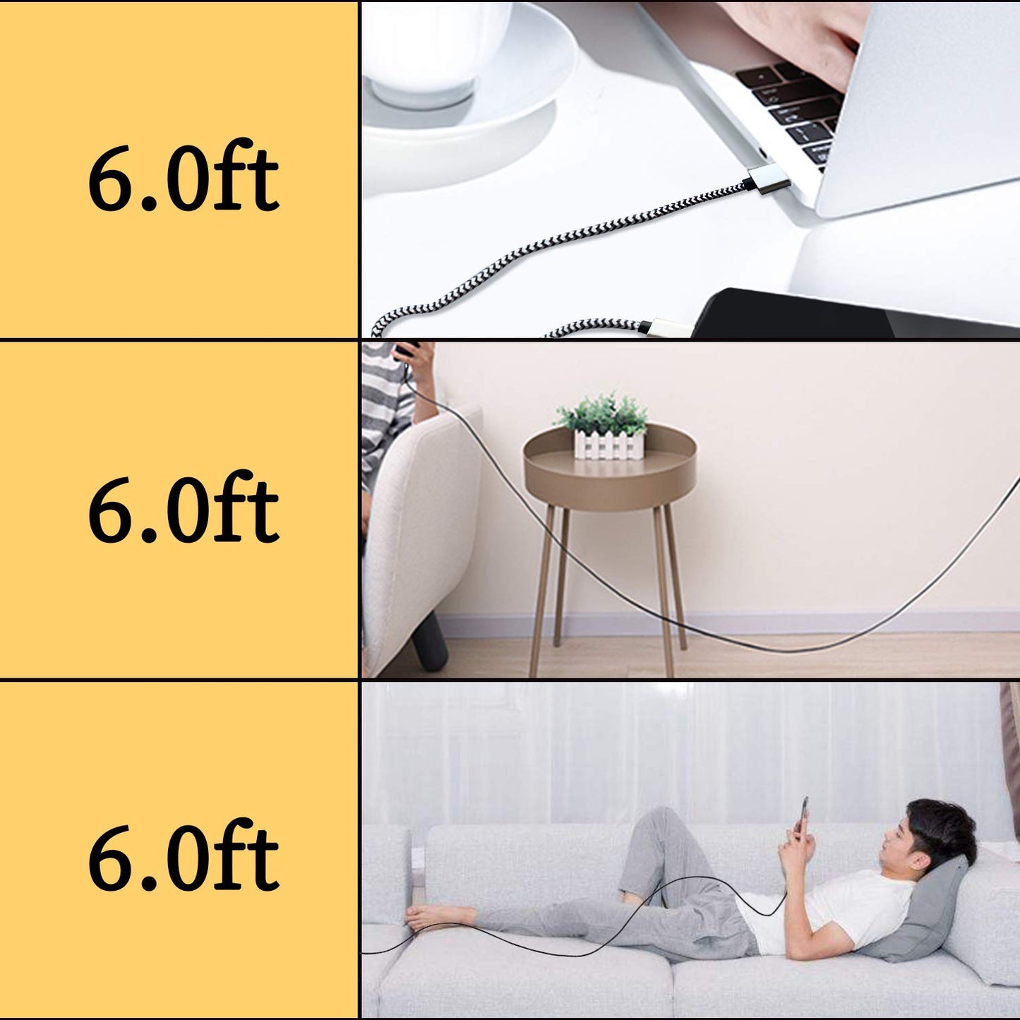 QQLIKE USB Type c Cable, 5 Pack (6FT) Nylon Braided USB C Cables 3A Fast Charging Charger for Samsung Galaxy S9/S8 Note8/9 20 10 S21 S20 S10 Plus C