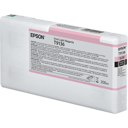 Epson ALY74632U20N Ultrachrome HD 200ml Vivid Light Magenta Pigment Ink Cartridge for SureColor P5070 17" Large Format Printer