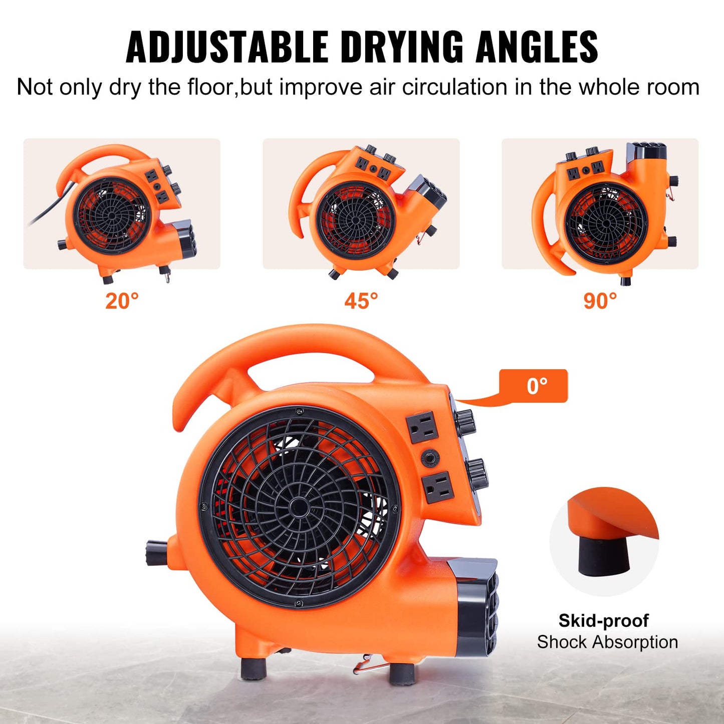 VEVOR Air Mover, 1/4 HP 1000 CFM Carpet Dryer for Cooling and Ventilating