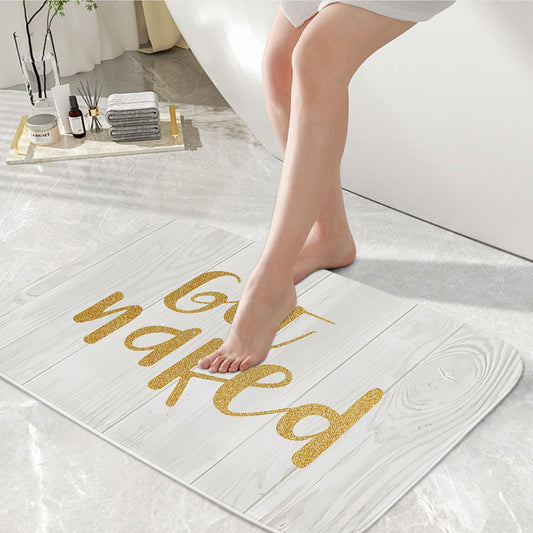 Gold Get Naked Gold and White Bathroom Bathtubs Coral Velvet Bath Rugs Non Slip Shower Mat Door Rug Decor Sets Flannel Absorbent Kitchen Rug Floor…