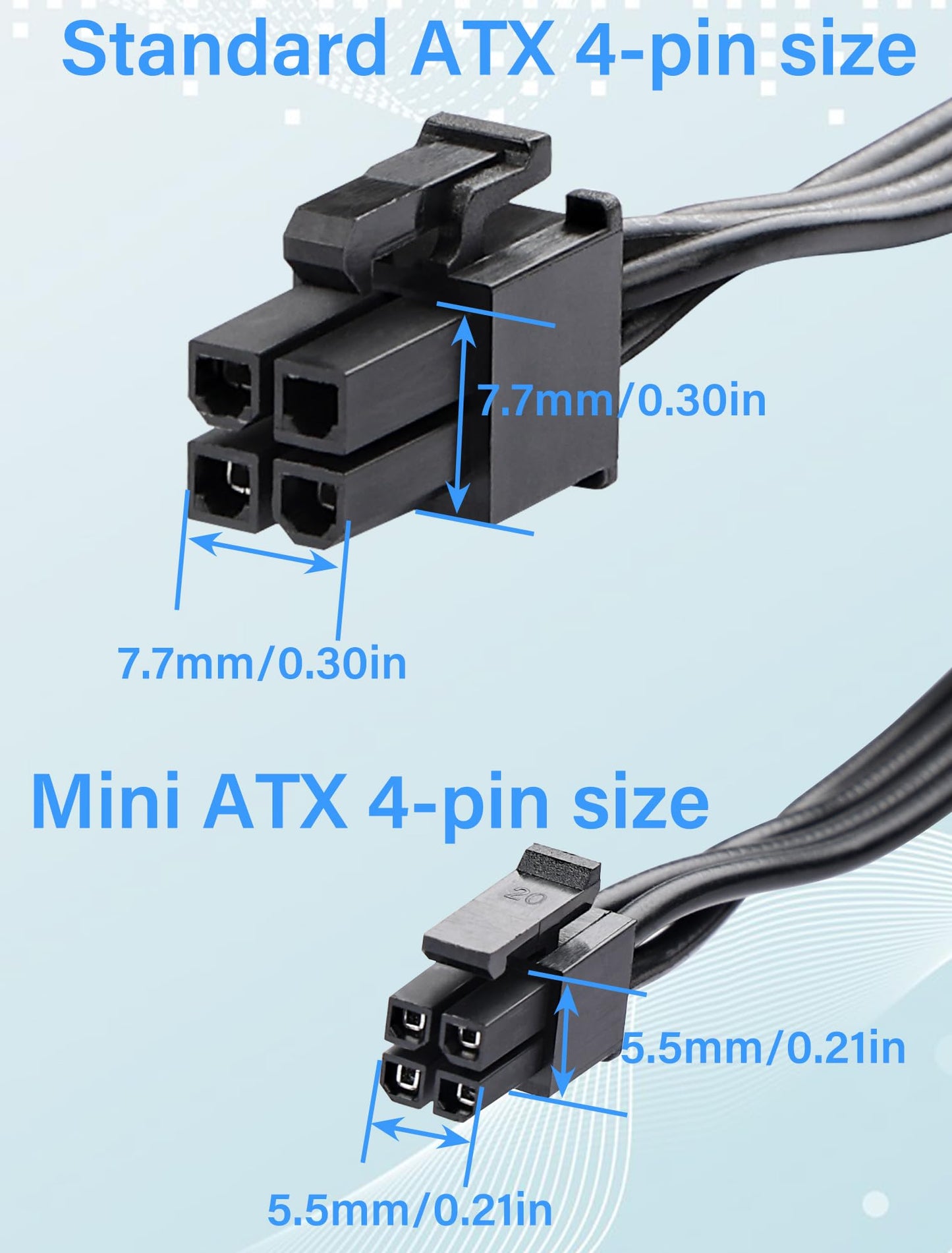 ELFJMZP ATX 4PIN to SATA 15 PIN Adapter Extension Cable for Mechanical HDDs, SSDs, DVD/CD-ROMs (16.6 in./42.2 cm)(Pack of 2)