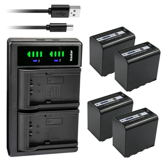 Kastar 4-Pack AG-VBR89G Battery and LTD2 USB Charger Compatible with Panasonic HC-X2 4K Camcorder, Panasonic HC-X20 4K Mobile Camcorder