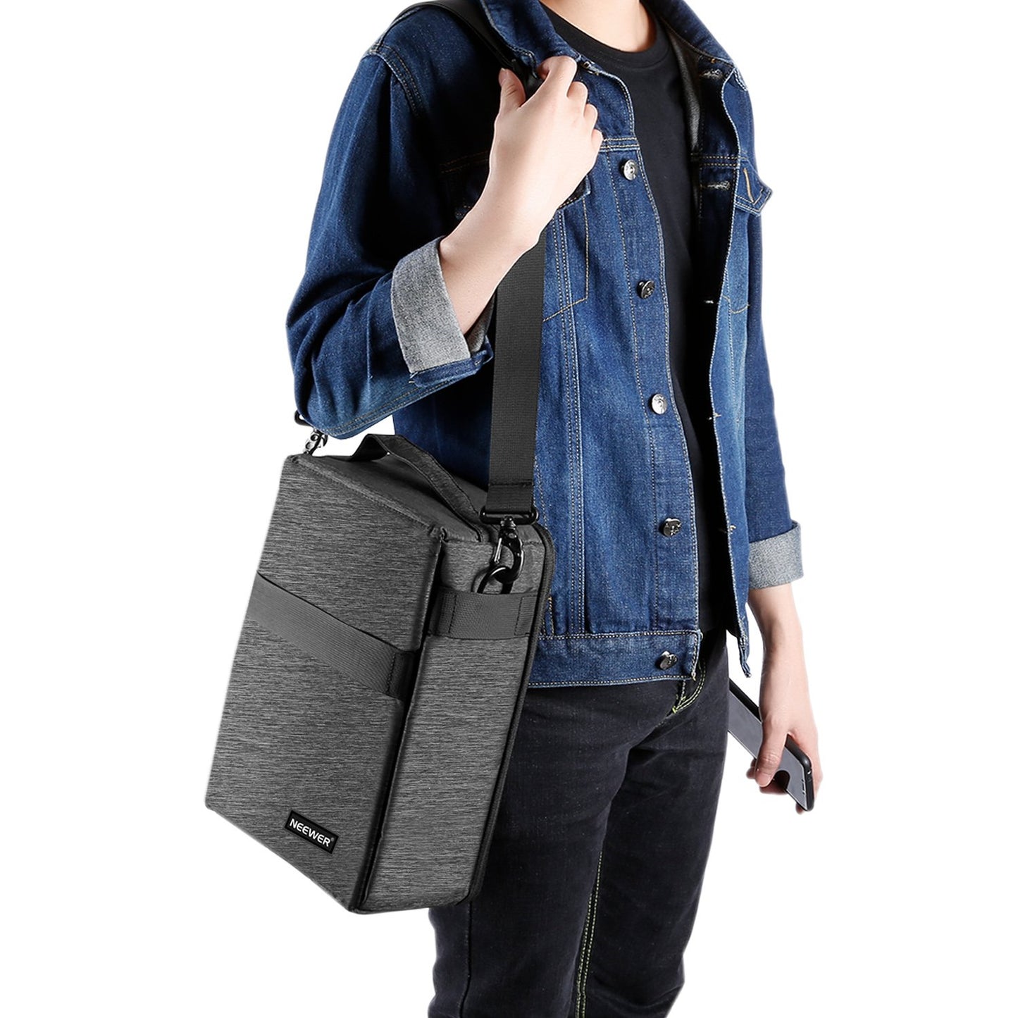 Neewer NW140S Waterproof Camera and Lens Storage Carrying Case 8.7x5.9x12.6 inches Soft Padded Bag for Canon Nikon Sony DSLR, 4 Lens or Flash