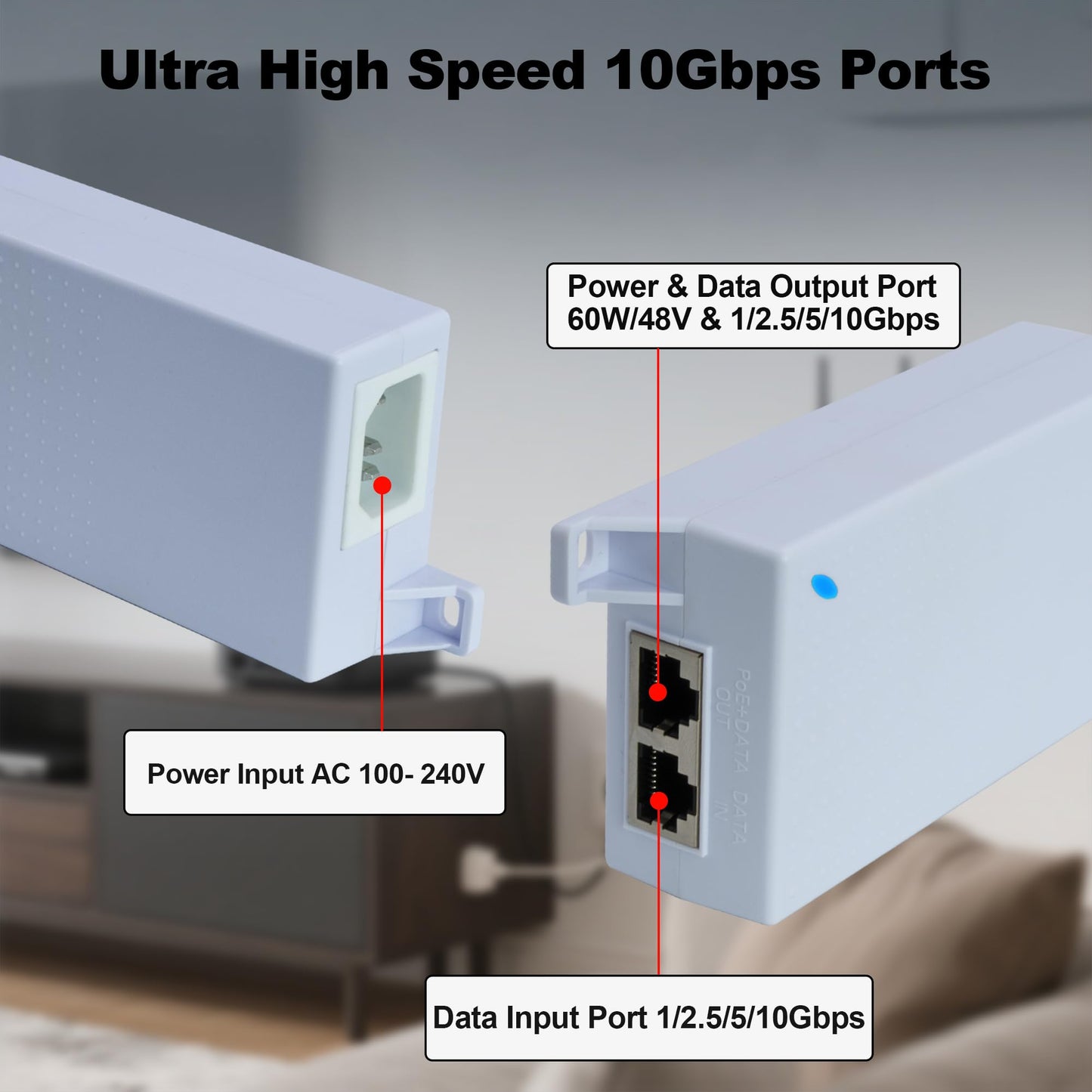 ThePoEstore PoE++ Injector 10G, Power Over Ethernet Plus Adapter, White