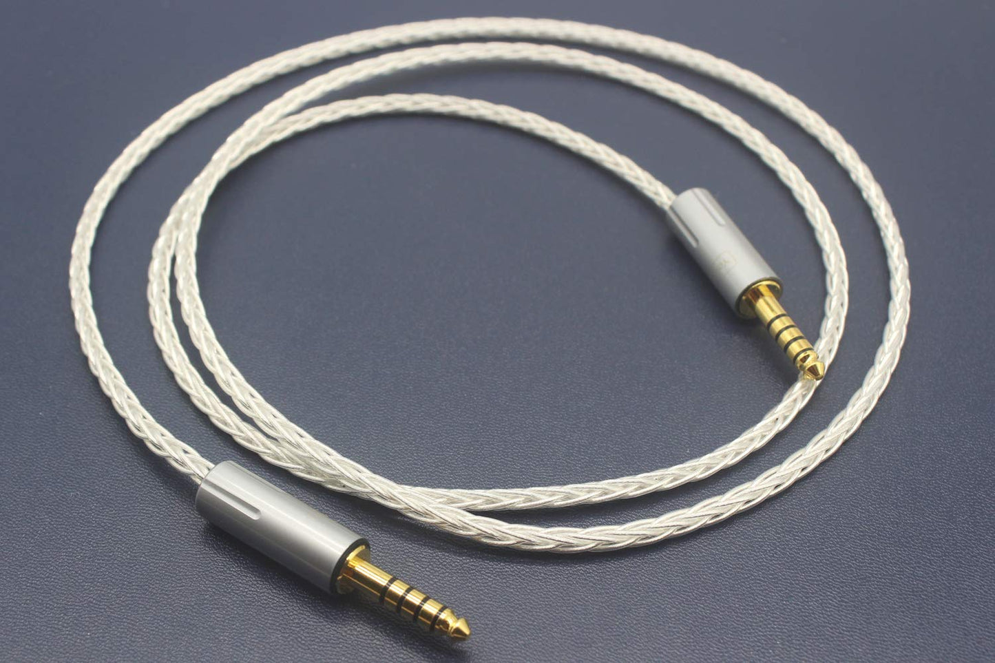 Youkamoo 4.4mm Male to Male Balanced 5 Pole 8 Core Silver Plated Headphone Adapters Cable Silver Plated Aux Cable 1m