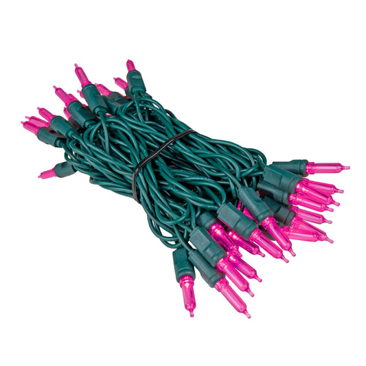 Novelty Lights Vintage Style T5 Pink LED Christmas Lights, 11.5 Feet Green Wire String of 35 Mini Bulbs, UL Listed Indoor/Outdoor Tree Lighting