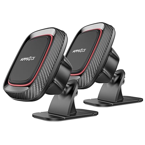[2 Pack] Magnetic Phone Holder for Car, APPS2Car Dashboard Magnetic Car Phone Holder Mount with Strong VHB Adhesive Mounting, Requires Metal Plate