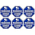 WSQ 6-Pack CCTV Video Surveillance in Vehicle Vinyl Sticker Decal-3.3 X 3.3 Inch Security Door & Window Stickers, Blue Octagon-Shaped, Indoor