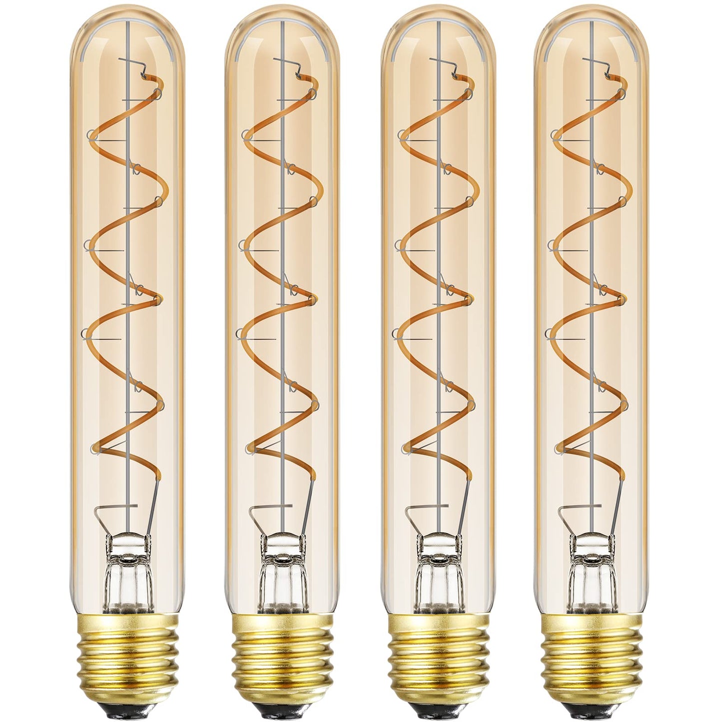 Leools Dimmable T10 LED Bulbs, Warm White 2200K Amber, 7.3inch Long Tubular Light Bulb, 40 Watt Vintage Edison LED Filament Bulb,400lm,E26 Base Led