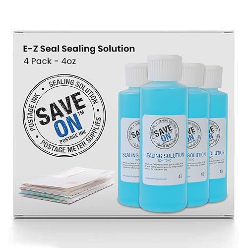 Pitney Bowes 601-9 Compatible E-Z Seal Sealing Solution (4 Pack - 4oz) - Envelope Sealer for DM Series Mailing System - Envelope Seal for Effortless