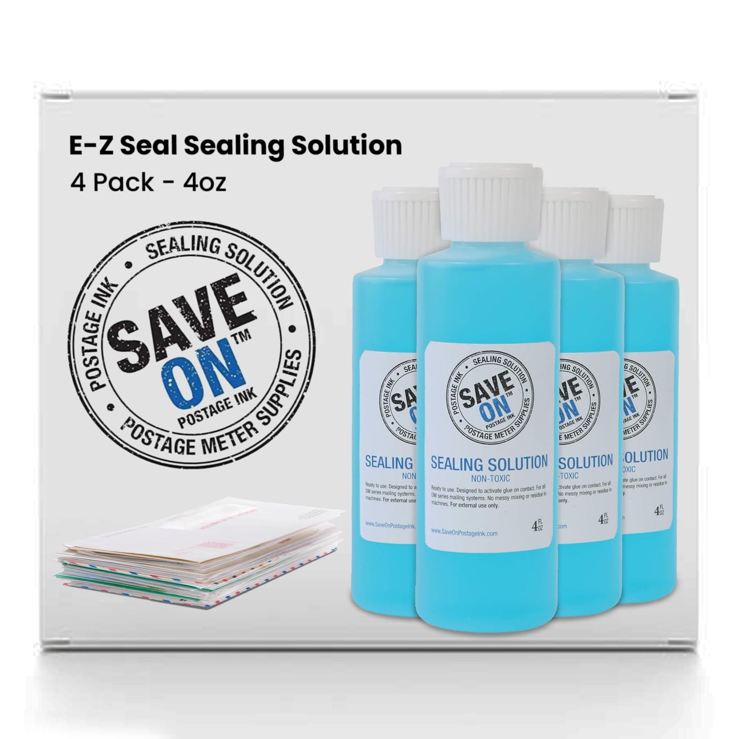 Pitney Bowes 601-9 Compatible E-Z Seal Sealing Solution (4 Pack - 4oz) - Envelope Sealer for DM Series Mailing System - Envelope Seal for Effortless