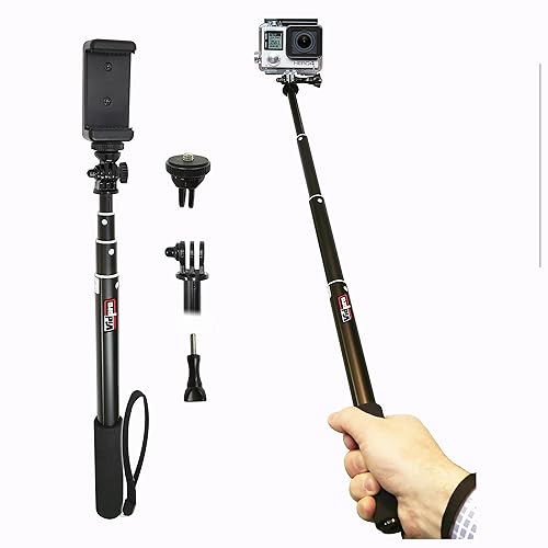 Vidpro MP20 Action Pole Lightweight 36inch Extendable Aluminum Monopod Collapses down to 10 inches Includes Integrated Mount for GoPro Phone Clamp