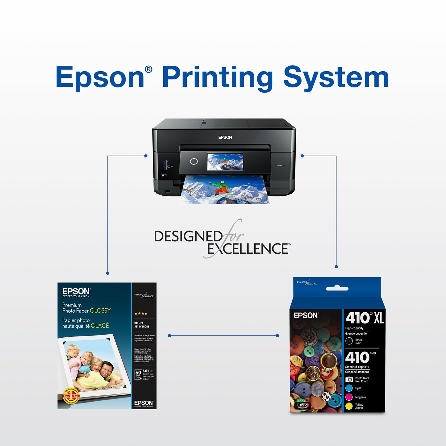 Epson 410XL Black/Photo Black/Cyan/Magenta/Yellow Ink Cartridge 5/Pk Bundle