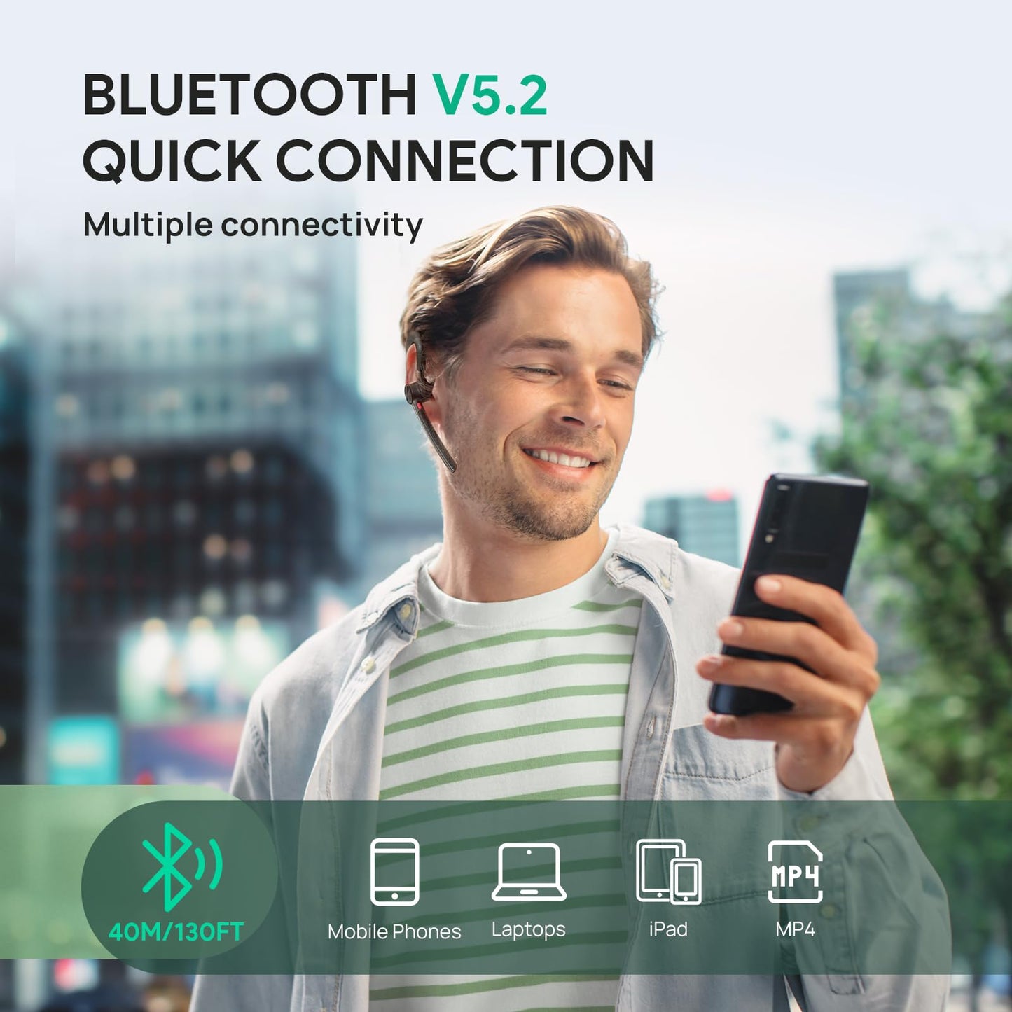 Yealink Bluetooth Headset BH71,Wireless Bluetooth Earpiece with 4 Noise Canceling Microphones,Teams&Zoom Certified,Mute Function,Connect to Cell