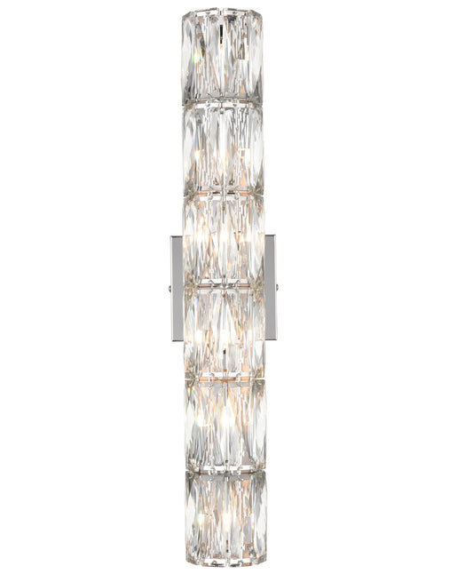 SAMTEEN Chrome Crystal Wall Sconce Contemporary 6-Light Crystal Sconces Wall Lighting Modern Nickel Wall Sconce Clear Glass Wall Light Fixture