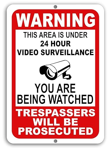Mysignboards Warning This Property Under 24 Hour Video Surveillance Sign Security CCTV Aluminum - Metal - You are Being Watched!!!